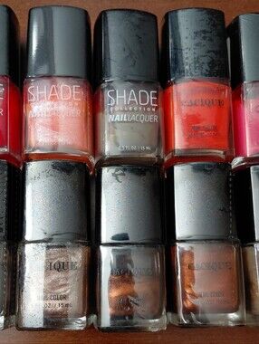 Collection Of 10 Metallic, Red, Brown, Orange and Copper Nail Lacquer Set